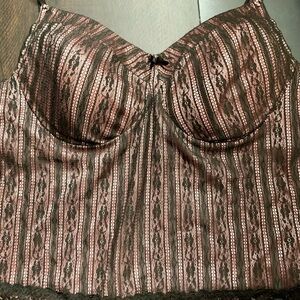 New York & Company Pink and Black Lace Bustier Top